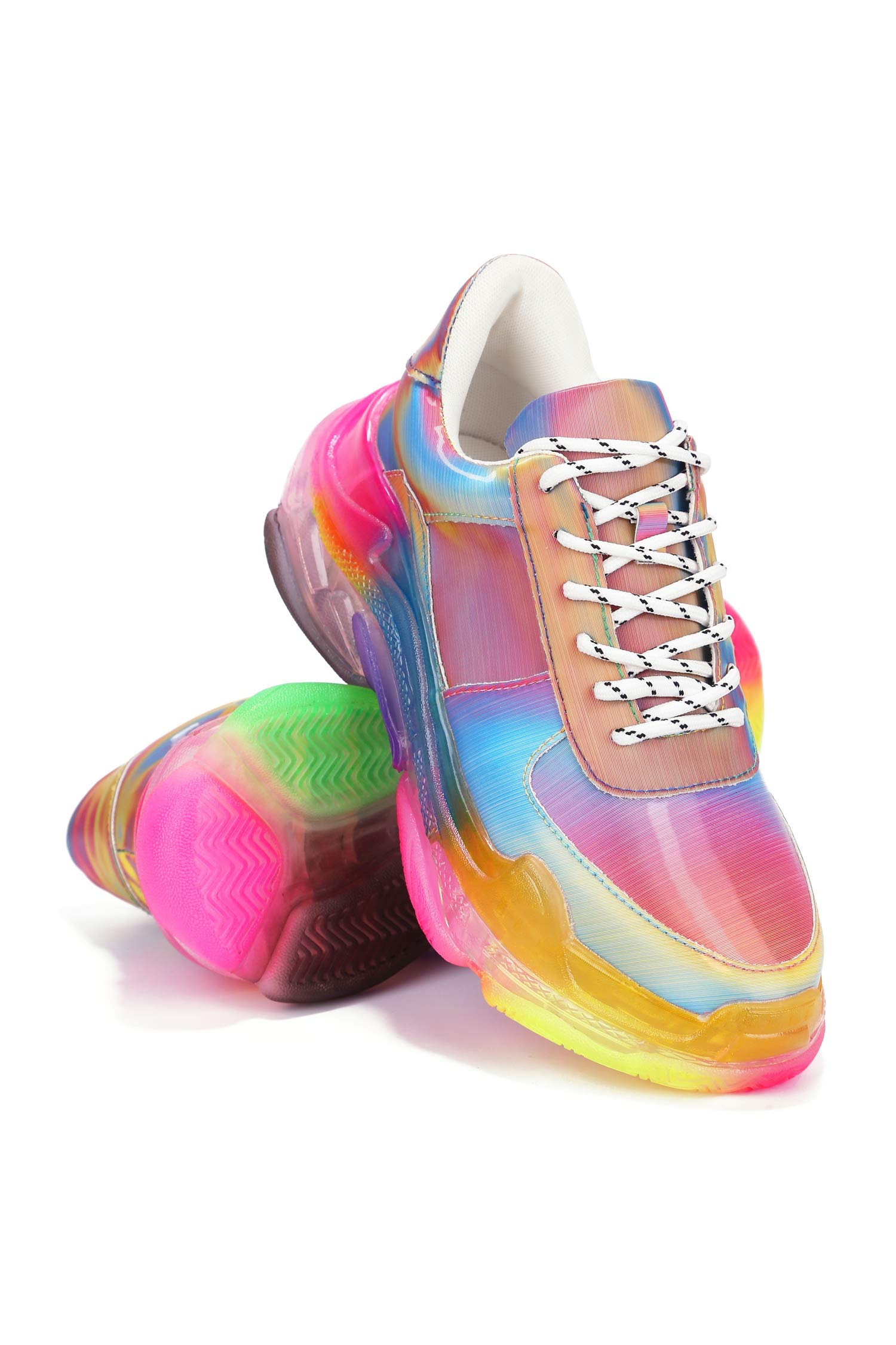 Cape Robbin Womens Lace Up Sneaker,Rainbow,10