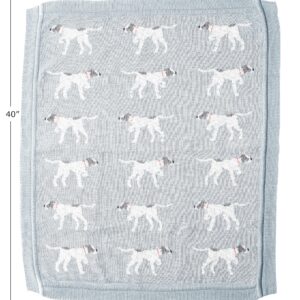 Creative Co-Op DF2527 40" L x 32" W Cotton Knit Baby Dog Blanket, Blue, Small