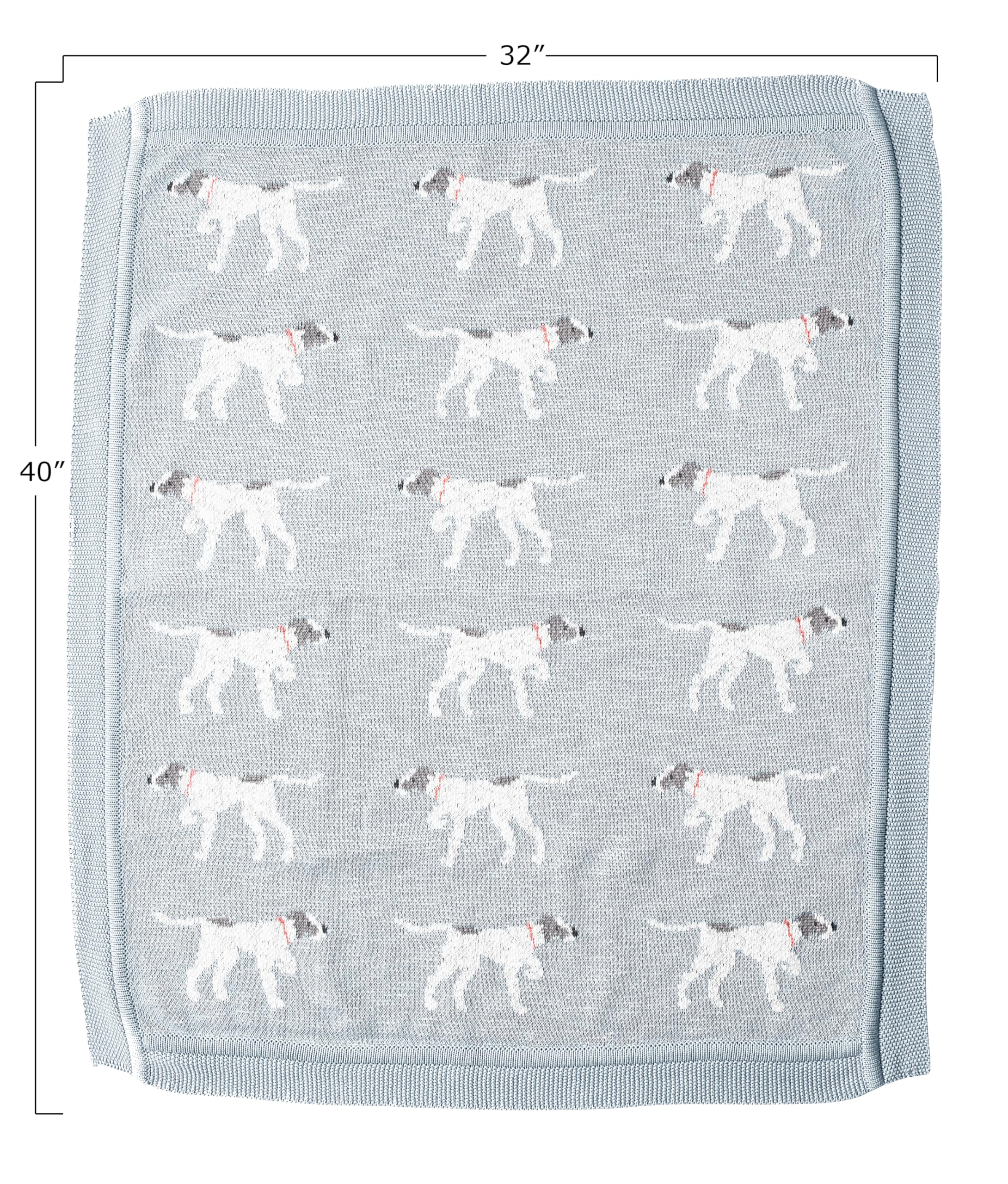 Creative Co-Op DF2527 40" L x 32" W Cotton Knit Baby Dog Blanket, Blue, Small