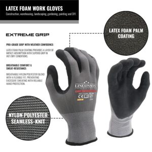 linconson 12 Pack Safety Performance Series Construction Mechanics Work Gloves (L (Pack of 12), Grey)