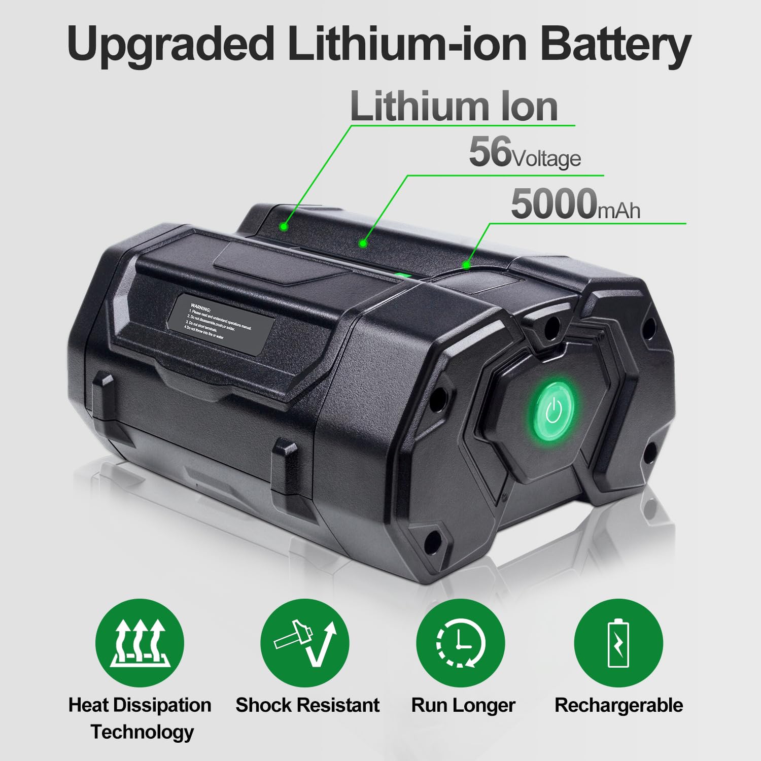 DTK 56V Battery Replacement for EGO 56V Battery BA2800T BA4200T BA1400 BA5600T 5.0Ah Lithium Ion Batteries
