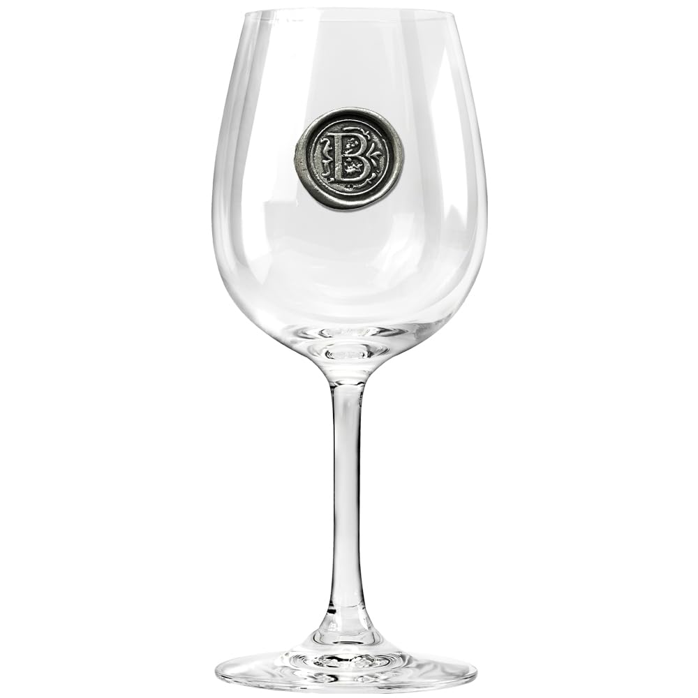 English Pewter Company Personalised Monogram Wine Glass with Your Choice of Initial - Unique Gift for Men or Women, Birthdays, Anniversaries, Wedding (B) [MON402]