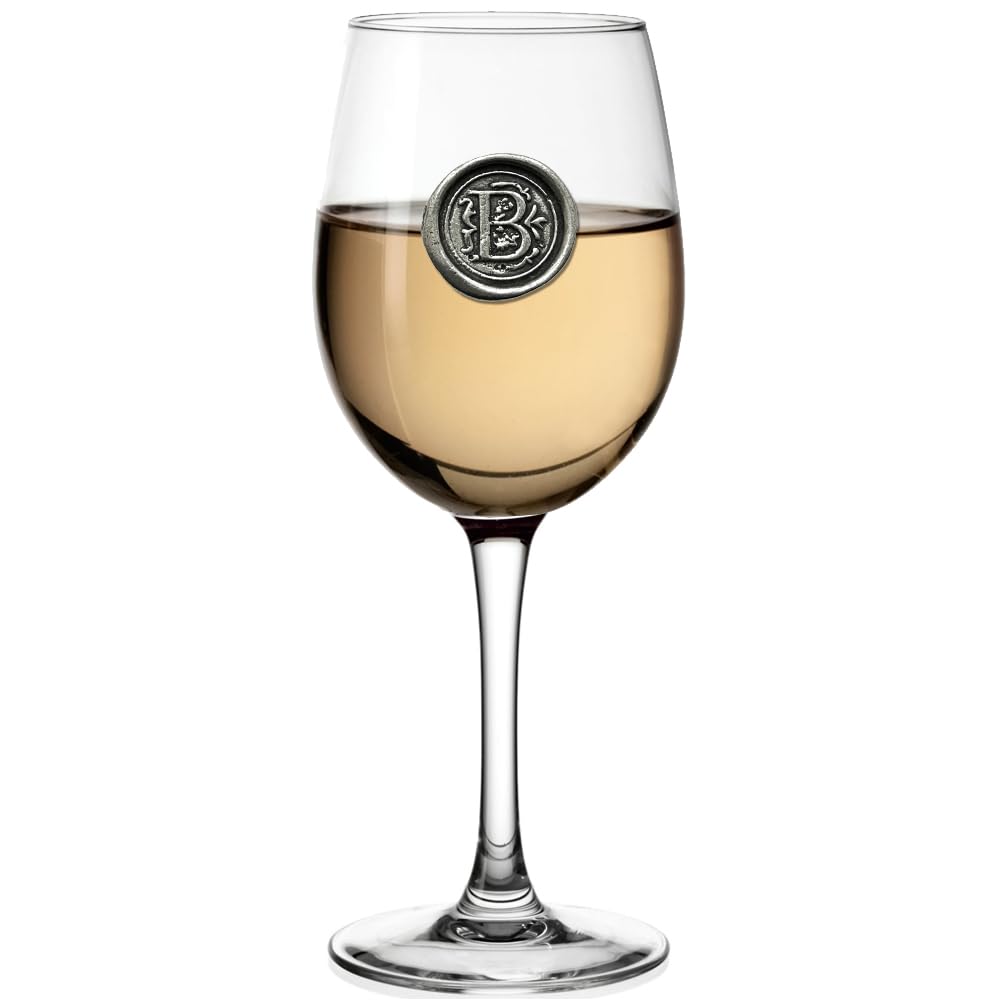 English Pewter Company Personalised Monogram Wine Glass with Your Choice of Initial - Unique Gift for Men or Women, Birthdays, Anniversaries, Wedding (B) [MON402]