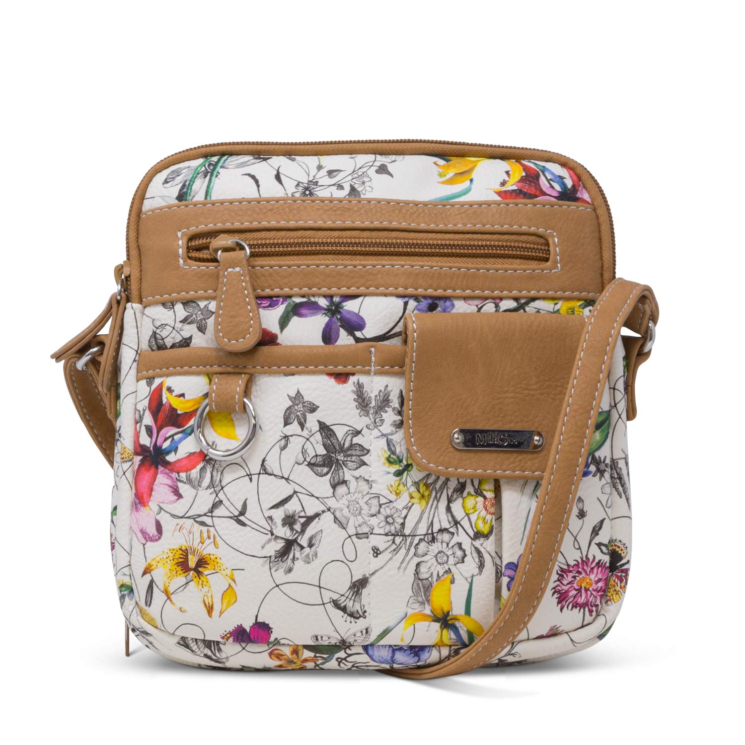 MultiSac womens Multisac North South Mini Zip Around Crossbody Bag Cross Body, Vienna Floral/Hazelnut, One Size US