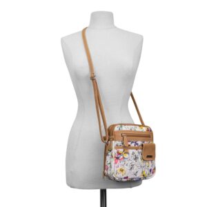 MultiSac womens Multisac North South Mini Zip Around Crossbody Bag Cross Body, Vienna Floral/Hazelnut, One Size US