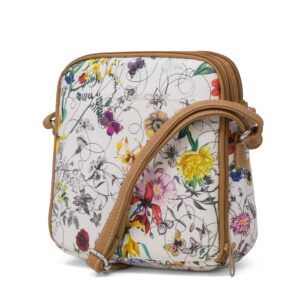 MultiSac womens Multisac North South Mini Zip Around Crossbody Bag Cross Body, Vienna Floral/Hazelnut, One Size US