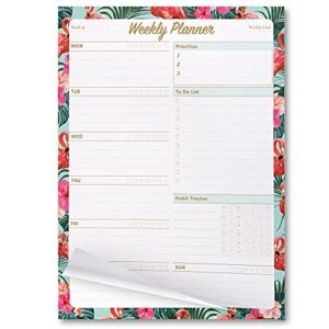 oriday weekly planner task organizer pad - 52 sheets undated tear-away planning notepad (7.8x10 flamingo)