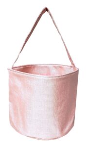girls shimmer fabric easter egg basket bucket tote bag gift for kids pink purple - can be personalized (pink)