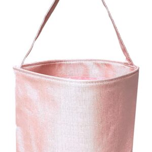 Girls Shimmer Fabric Easter Egg Basket Bucket Tote Bag Gift for Kids Pink Purple - Can be Personalized (Pink)