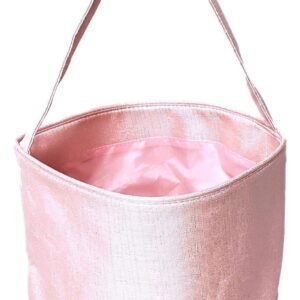 Girls Shimmer Fabric Easter Egg Basket Bucket Tote Bag Gift for Kids Pink Purple - Can be Personalized (Pink)