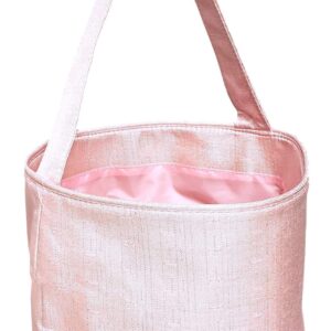 Girls Shimmer Fabric Easter Egg Basket Bucket Tote Bag Gift for Kids Pink Purple - Can be Personalized (Pink)