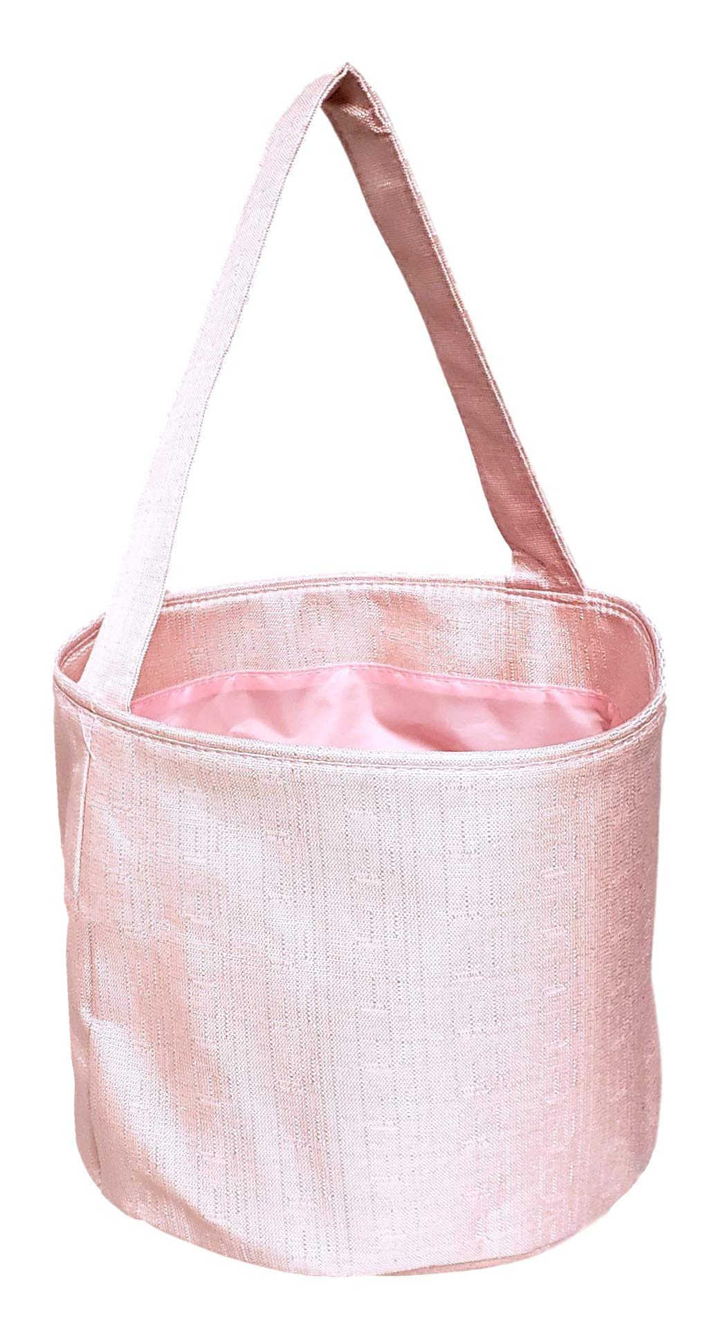 Girls Shimmer Fabric Easter Egg Basket Bucket Tote Bag Gift for Kids Pink Purple - Can be Personalized (Pink)