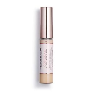 makeup revolution conceal and hydrate concealer, full coverage & matte finish, c5 for light skin tones, vegan & cruelty-free, 0.7 fl oz