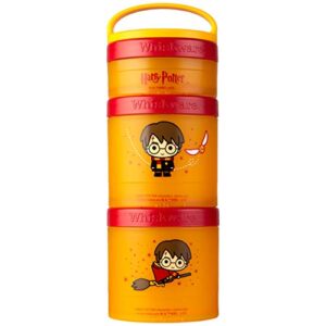 whiskware harry potter stackable snack containers for kids and toddlers, 3 stackable snack cups for school and travel, harry potter