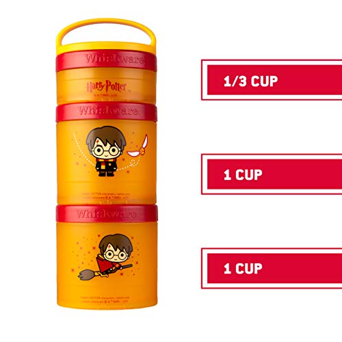 Whiskware Harry Potter Stackable Snack Containers for Kids and Toddlers, 3 Stackable Snack Cups for School and Travel, Harry Potter