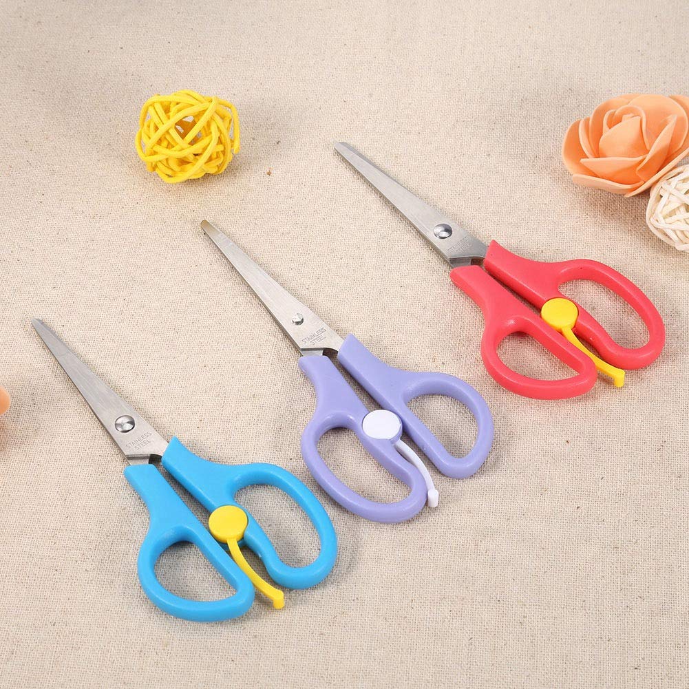 Food Shears Stainless Steel Baby Scissors Food Scissor with Plastic Cover for Toddlers, Preschool Training Kids Scissors(Purple)