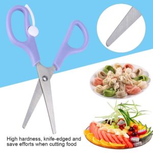 Food Shears Stainless Steel Baby Scissors Food Scissor with Plastic Cover for Toddlers, Preschool Training Kids Scissors(Purple)