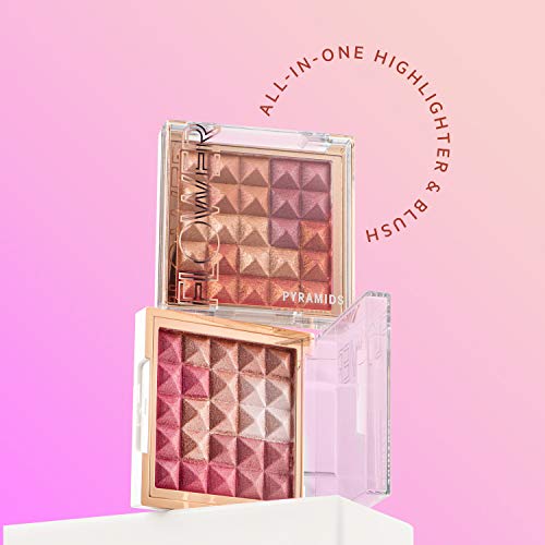 FLOWER Beauty Pyramids Highlighter + Blush Cheek Color - All-In-One Blush + Highlighter Makeup - Radiant Glow + Pigmented Blush - Cruelty-Free + Vegan (Rose Glow)