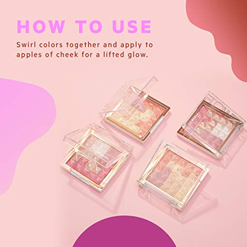 FLOWER Beauty Pyramids Highlighter + Blush Cheek Color - All-In-One Blush + Highlighter Makeup - Radiant Glow + Pigmented Blush - Cruelty-Free + Vegan (Rose Glow)