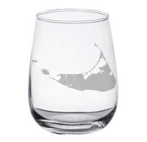 nantucket map - stemless wine glasses set of 2