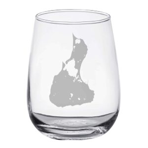 Block Island Map - Stemless Wine Glasses Set of 2