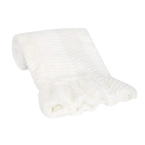 Lambs & Ivy Signature White Ruffled Lux Minky/Jersey Chevron Baby Blanket