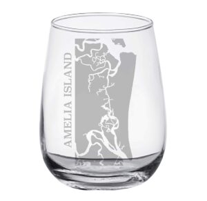 amelia island map - stemless wine glasses set of 2