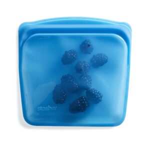 stasher platinum silicone food grade reusable storage bag, blueberry (sandwich) | reduce single-use plastic | cook, store, sous vide, or freeze | leakproof, dishwasher-safe, eco-friendly | 28 oz