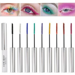 bonnie choice 9 colors colored mascara set for eyelashes, red pink purple blue white black colorful waterproof mascara charming long lasting voluminous mascara eye makeup mother's day gifts for women