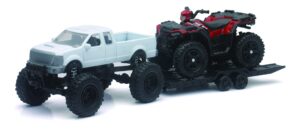 new-ray toy replica 4x4 lifted pickup truck with polaris sportsman xp1000 atv