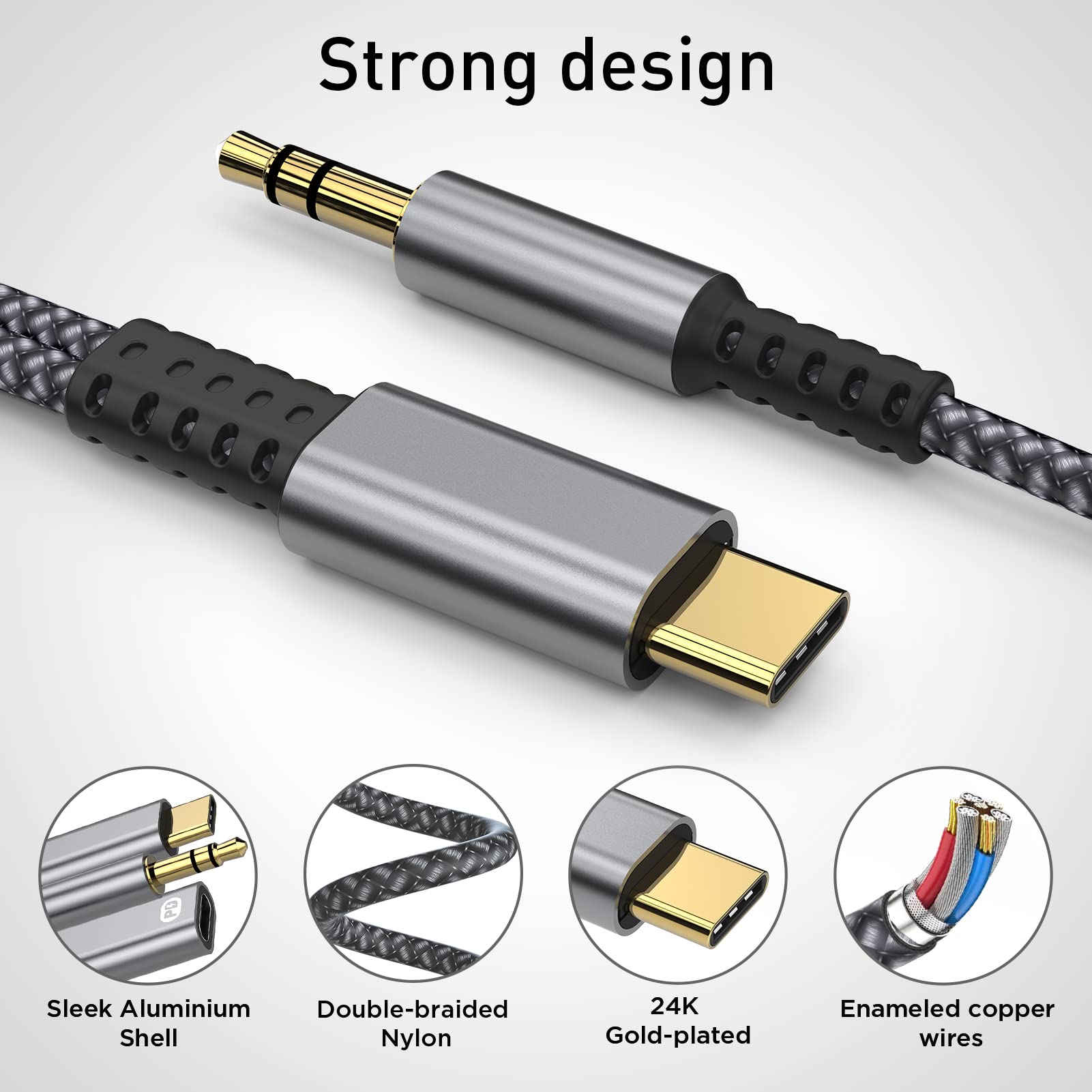 USB C to 3.5mm Aux Cable with Charger, 2 in 1 USB C to 3.5mm Car Aux Headset Audio Cable with PD 60W Charging Compatible with Galaxy S23/S23Ultra/S22/S22 Ultra/S21/S21 FE/Note20, Pixel 7Pro/6/6//5/4