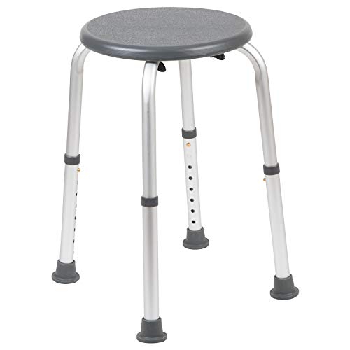 Flash Furniture HERCULES Series Tool-Free and Quick Assembly, 300 Lb. Capacity, Adjustable Gray Bath & Shower Stool