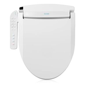 brondell swash electronic bidet toilet seat lt89, fits elongated toilets, white – side arm control, warm water wash, strong wash mode, stainless-steel nozzle, nightlight and easy installation