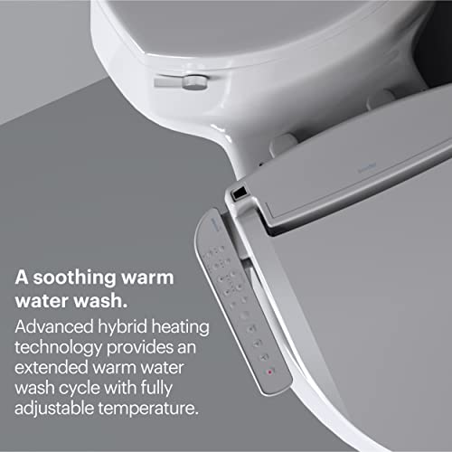 Brondell Swash Electronic Bidet Toilet Seat LT89, Fits Elongated Toilets, White – Side Arm Control, Warm Water Wash, Strong Wash Mode, Stainless-Steel Nozzle, Nightlight and Easy Installation