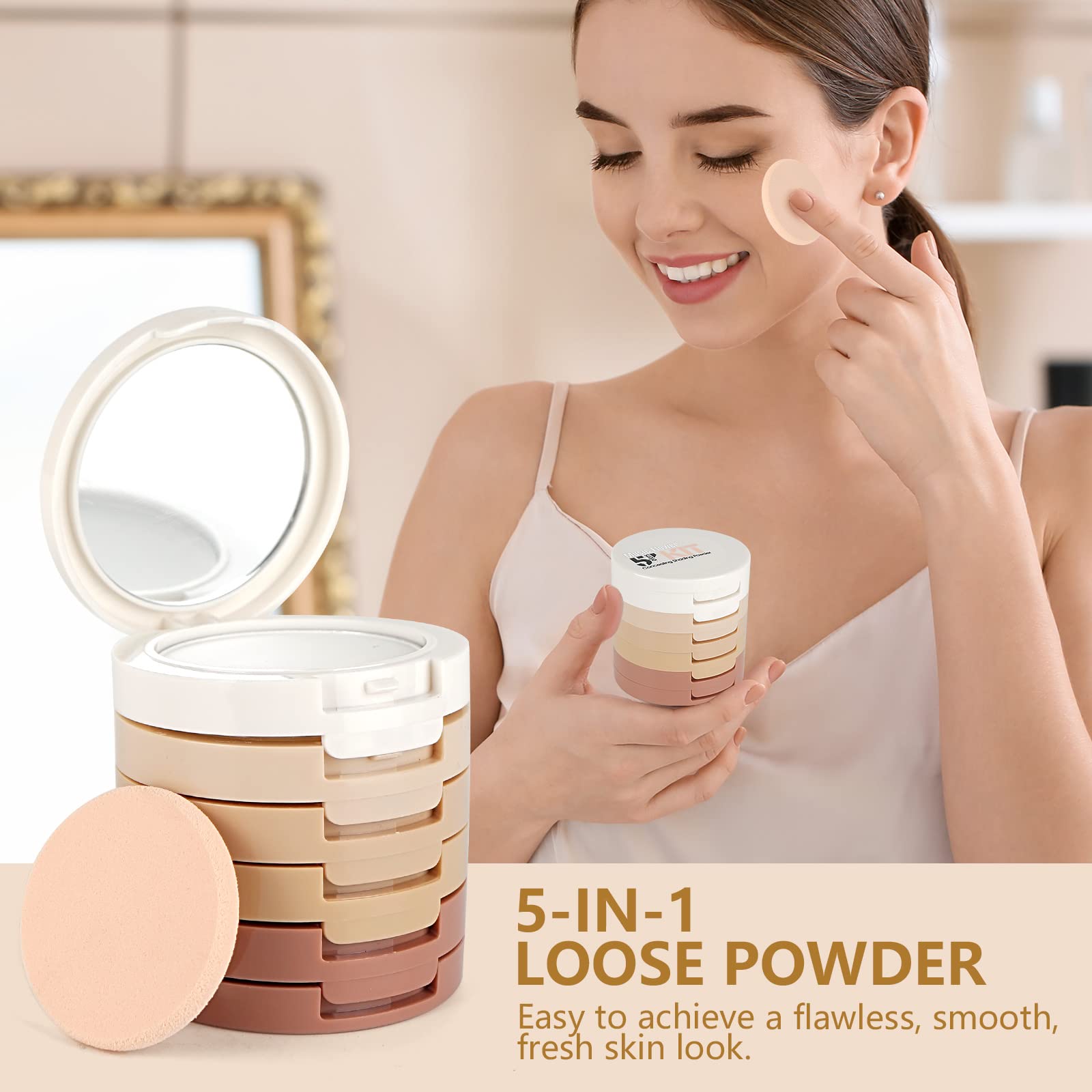 Meao Multi-layer 5 Colour Makeup Powder Compact Powder Make up Contour Face Bronzing Foundation Correcting Pressed Powder - Facial Base Contouring Beauty Cosmetics Bronzer Pallet Palette