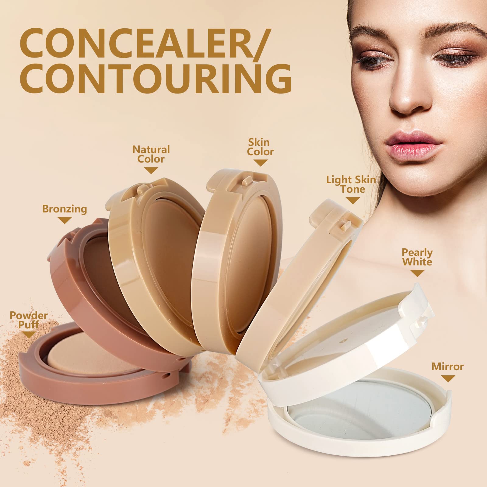 Meao Multi-layer 5 Colour Makeup Powder Compact Powder Make up Contour Face Bronzing Foundation Correcting Pressed Powder - Facial Base Contouring Beauty Cosmetics Bronzer Pallet Palette