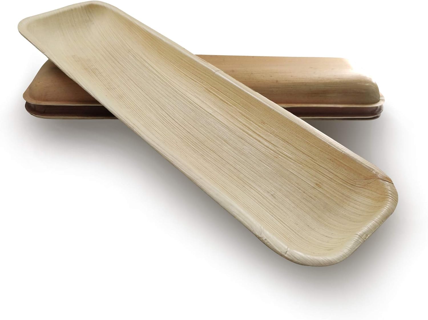 Dtocs Palm Leaf Sushi Tray (10) | 13 x 4 Inch Bamboo Plate Like Disposable Sushi Serving Tray Set, Chicken Wings Serving Tray for Luau, Wedding Parties | Compostable Alternate to Rectangle Paper Plate