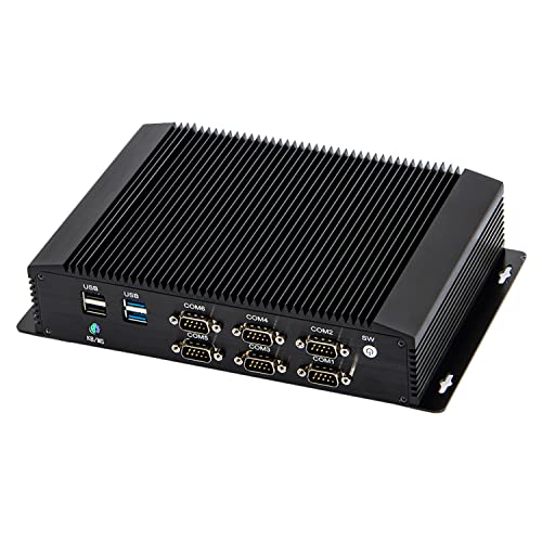 HUNSN Industrial PC, Fanless Mini Computer, IPC, Windows 11 or Linux Ubuntu, 4G, WOL, Watchdog Supported, Intel I5 8250U 8260U, IM06, 2 x LAN, GPIO, 6 x COM RS232 422 485, 8G RAM, 128G SSD