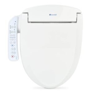brondell cl510-rw swash cl510 electric bidet toilet heated seat, oscillating stainless steel nozzle, warm air dryer, night, gentle close lid, light blue side arm control, round