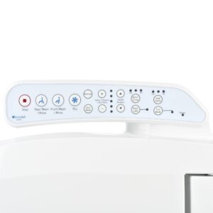 Brondell CL510-RW Swash CL510 Electric Bidet Toilet Heated Seat, Oscillating Stainless Steel Nozzle, Warm Air Dryer, Night, Gentle Close Lid, Light Blue Side Arm Control, Round