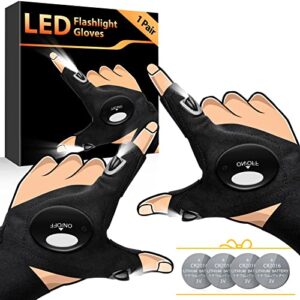 hanpure led flashlight gloves gifts for men, stocking stuffers for men christmas birthday gift idea for dad husband boyfriend him, lighted gloves with lights for repairing fishing camping cool gadget