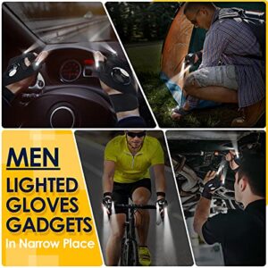 HANPURE LED Flashlight Gloves Gifts for Men, Stocking Stuffers for Men Christmas Birthday Gift Idea for Dad Husband Boyfriend Him, Lighted Gloves with Lights for Repairing Fishing Camping Cool Gadget
