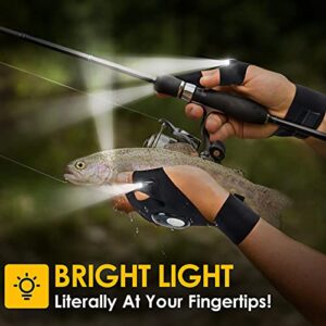 HANPURE LED Flashlight Gloves Gifts for Men, Stocking Stuffers for Men Christmas Birthday Gift Idea for Dad Husband Boyfriend Him, Lighted Gloves with Lights for Repairing Fishing Camping Cool Gadget