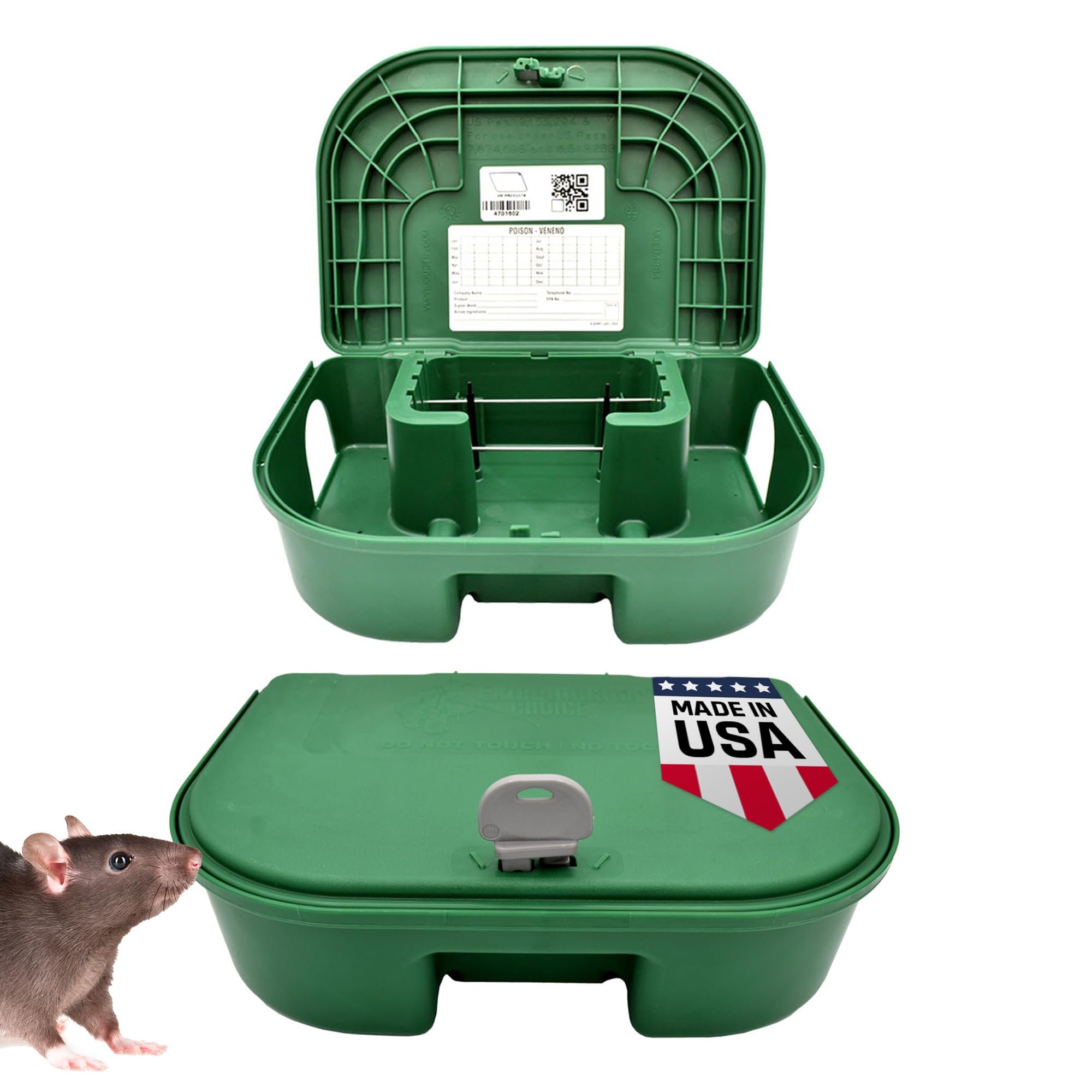 Exterminators Choice - Large Rat Bait Station Boxes with 1 Key - Heavy Duty Mouse Trap Poison Holder - Great for Catching Rats and Mice - Pest Control - Durable and Discreet