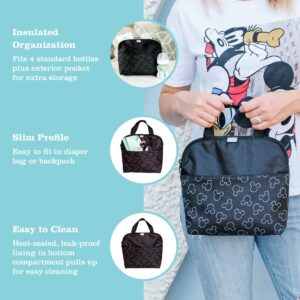 Disney Baby by J.L. Childress MaxiCOOL 4-Bottle Breastmilk Cooler, Baby Bottle Bag & Baby Food Bag - Breastmilk Cooler Bag for Travel - Mickey, Black