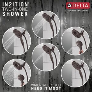 Delta Faucet 4-Spray In2ition Dual Shower Head with Handheld Spray, Oil Rubbed Bronze Shower Head with Hose, Showerheads & Handheld Showers, Handheld Shower Heads, Venetian Bronze 58499-RB