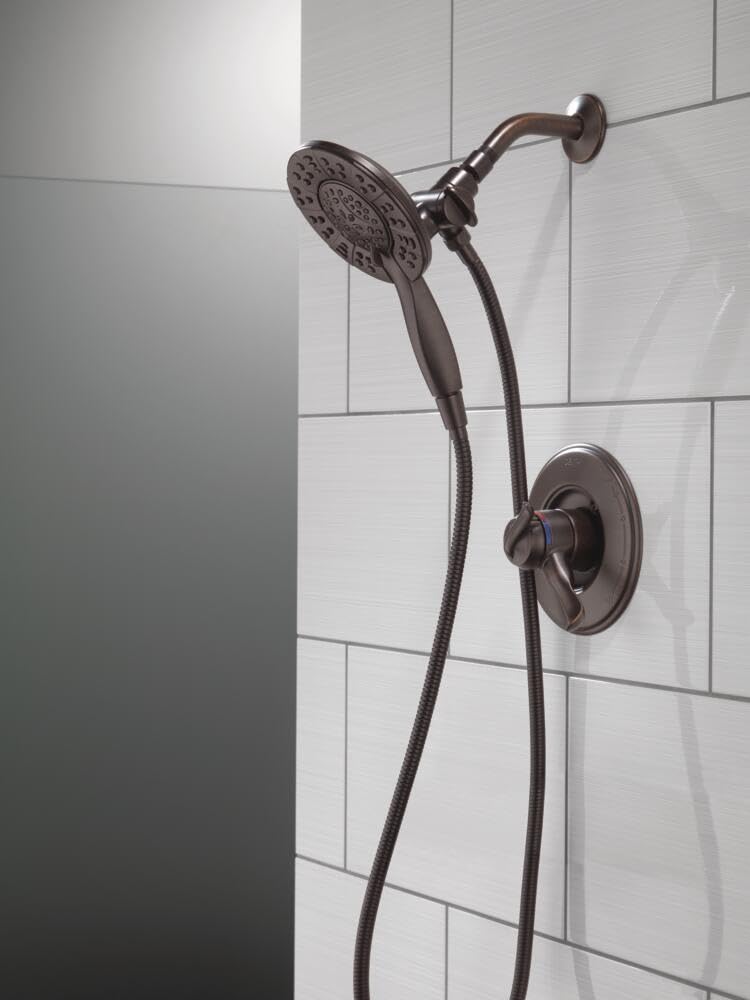 Delta Faucet 4-Spray In2ition Dual Shower Head with Handheld Spray, Oil Rubbed Bronze Shower Head with Hose, Showerheads & Handheld Showers, Handheld Shower Heads, Venetian Bronze 58499-RB