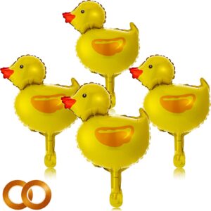 gejoy 16 pieces mini duck balloon foil balloons with 2 rolls gold ribbons for birthday baby shower party decoration