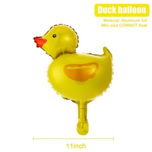 Gejoy 16 Pieces Mini Duck Balloon Foil Balloons with 2 Rolls Gold Ribbons for Birthday Baby Shower Party Decoration