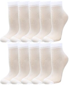 10 pairs women's soft ankle high sheer socks hosiery (10pairs white)